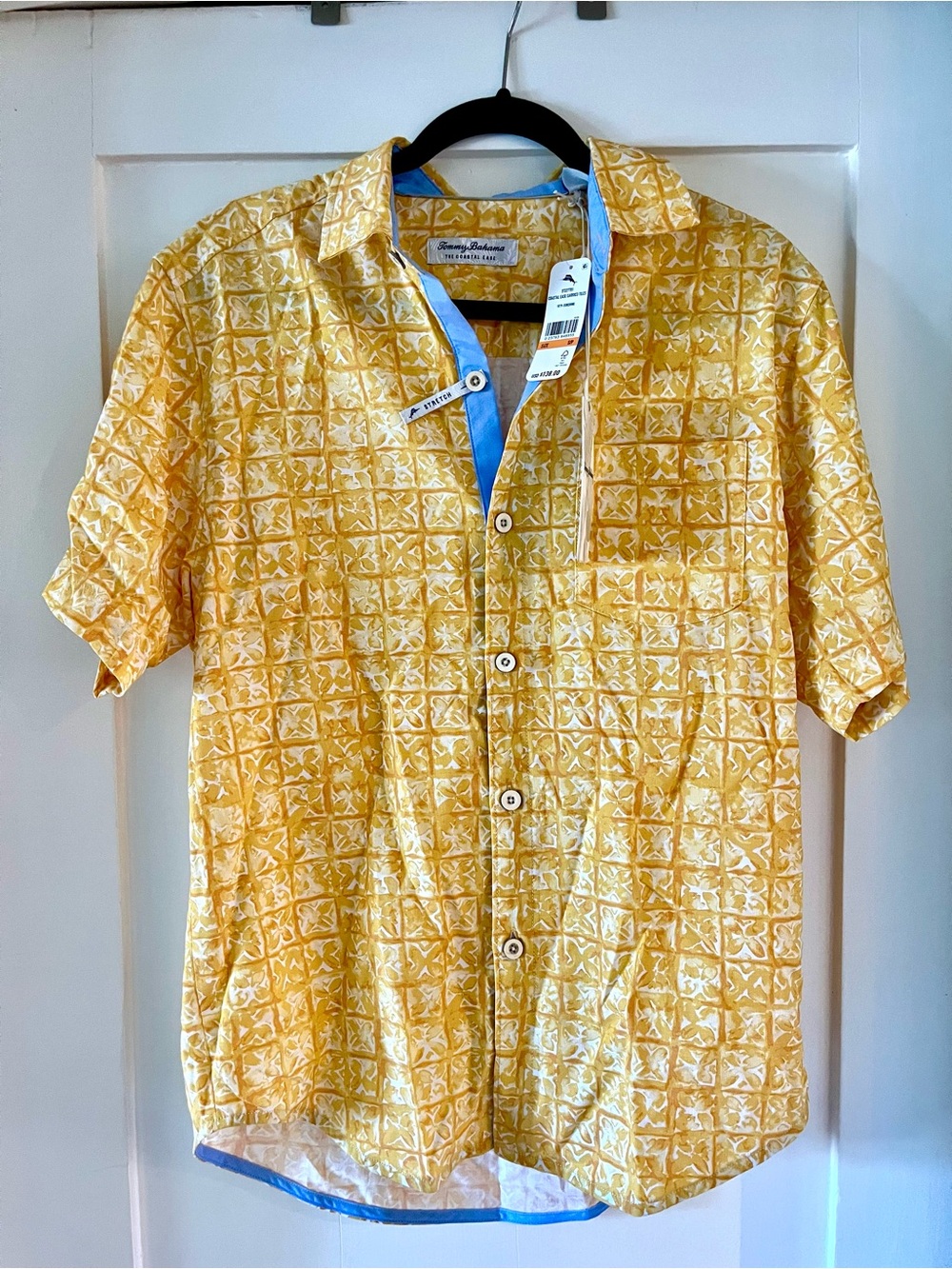 Tommy Bahama Yellow Patterned Short-Sleeve Camp Shirt, NWT